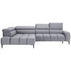ECKSOFA Hellgrau Samt, Webstoff  - Hellgrau/Schwarz, Design, Textil/Metall (216/300cm) - Welnova