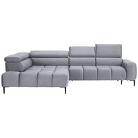 ECKSOFA Hellgrau Samt, Webstoff  - Hellgrau/Schwarz, Design, Textil/Metall (216/300cm) - Welnova