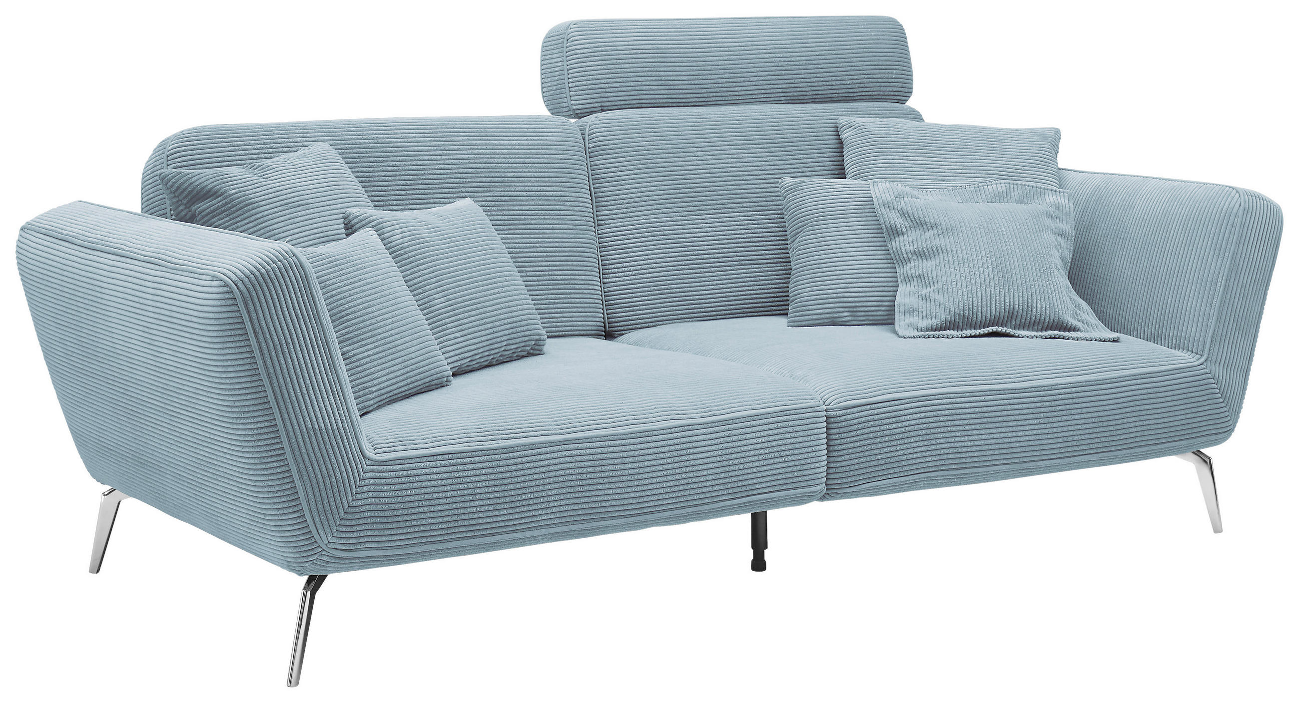 3-SITZER-SOFA Cord Blau  - Chromfarben/Blau, KONVENTIONELL, Kunststoff/Textil (260/90/125cm) - SetOne by Musterring