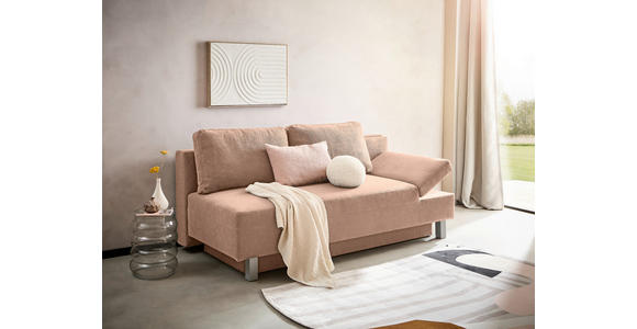 SCHLAFSOFA Flachgewebe Altrosa - Chromfarben/Altrosa, Design, Holz/Textil (205/77-93/99cm) - Novel