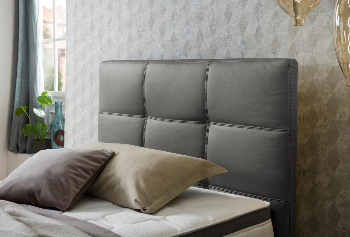 BOXSPRINGBETT 140/200 cm  in Anthrazit  - Chromfarben/Anthrazit, KONVENTIONELL, Leder/Textil (140/200cm) - Novel