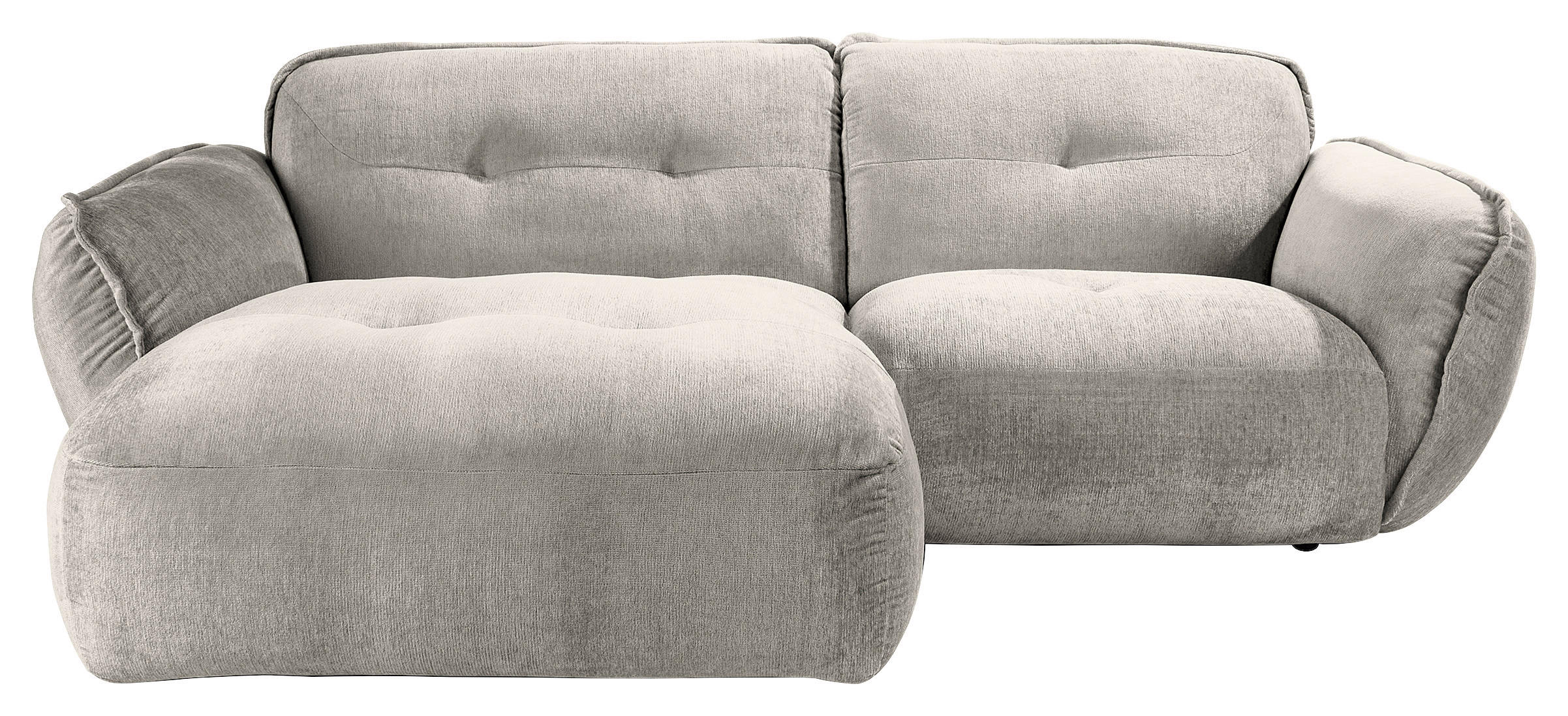 ECKSOFA in Chenille Silberfarben  - Silberfarben/Schwarz, Modern, Kunststoff/Textil (184/269cm) - Trendmanufaktur
