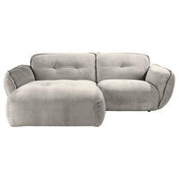 ECKSOFA in Chenille Silberfarben  - Silberfarben/Schwarz, Modern, Kunststoff/Textil (184/269cm) - Trendmanufaktur