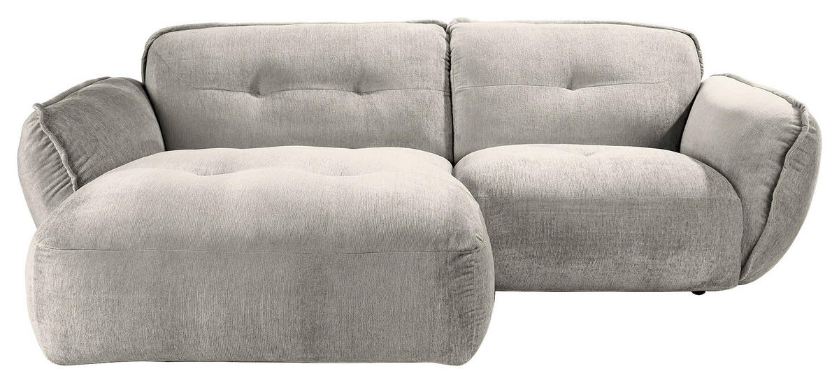 ECKSOFA in Chenille Silberfarben  - Silberfarben/Schwarz, Modern, Kunststoff/Textil (184/269cm) - Trendmanufaktur