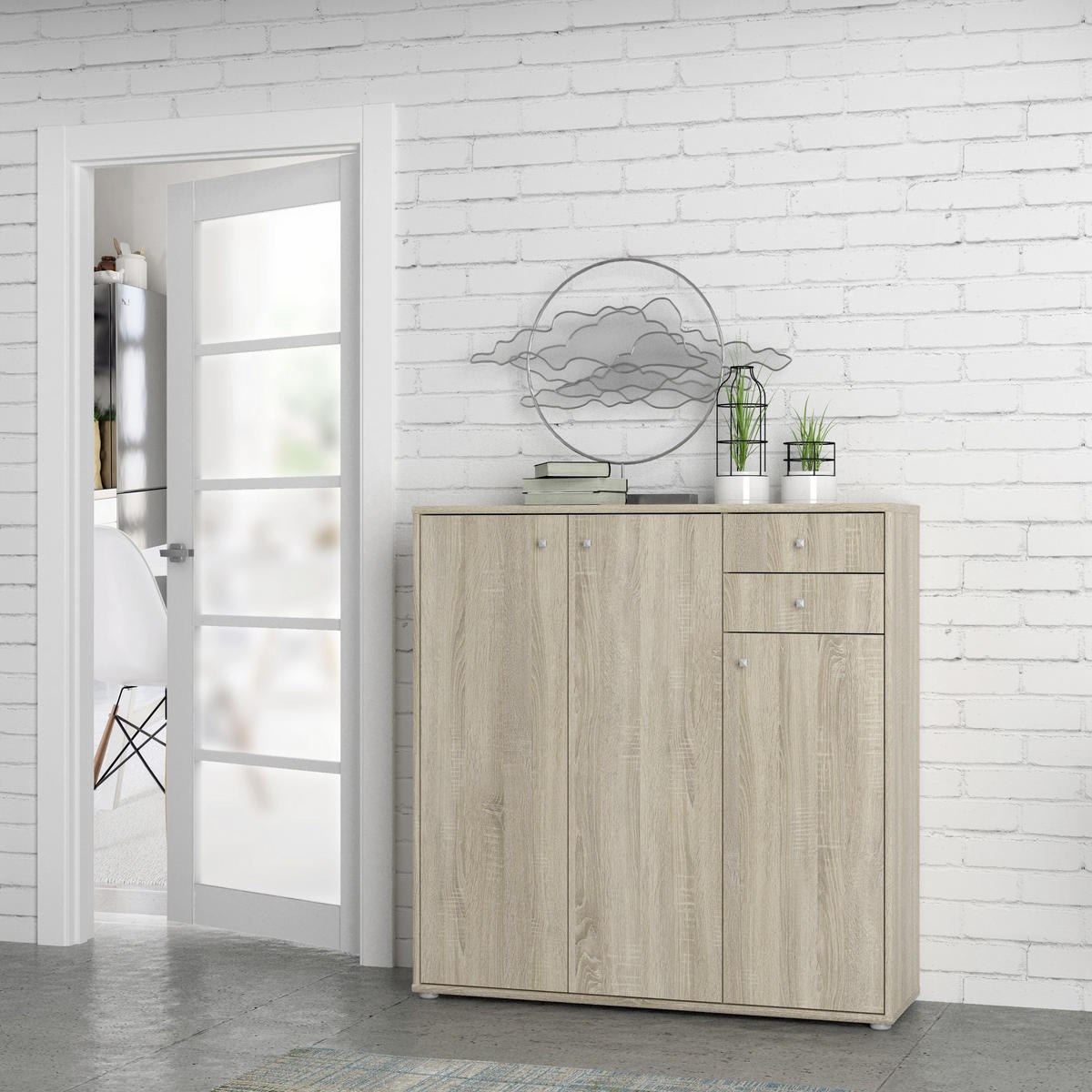 KOMMODE  in 108,8/111,1/34,8 cm  - Alufarben/Sonoma Eiche, Design, Holzwerkstoff/Kunststoff (108,8/111,1/34,8cm)