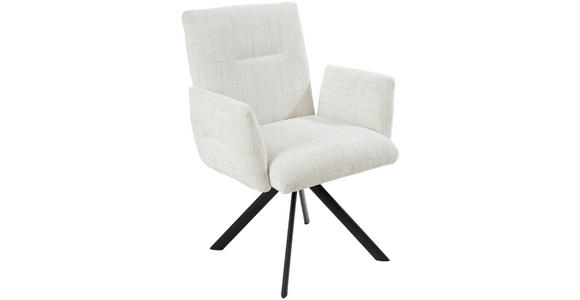 ARMLEHNSTUHL  Sitzfläche 360° drehbar, inklusive Armlehnen Webstoff  - Beige/Schwarz, Design, Textil/Metall (68/88/66cm) - Hom`in