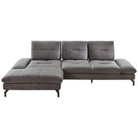 ECKSOFA Mikrofaser Dunkelgrau  - Dunkelgrau/Schwarz, Konventionell, Textil/Metall (176/284cm) - MID.YOU