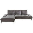 ECKSOFA Dunkelgrau Mikrofaser  - Dunkelgrau/Schwarz, KONVENTIONELL, Textil/Metall (176/284cm) - Carryhome