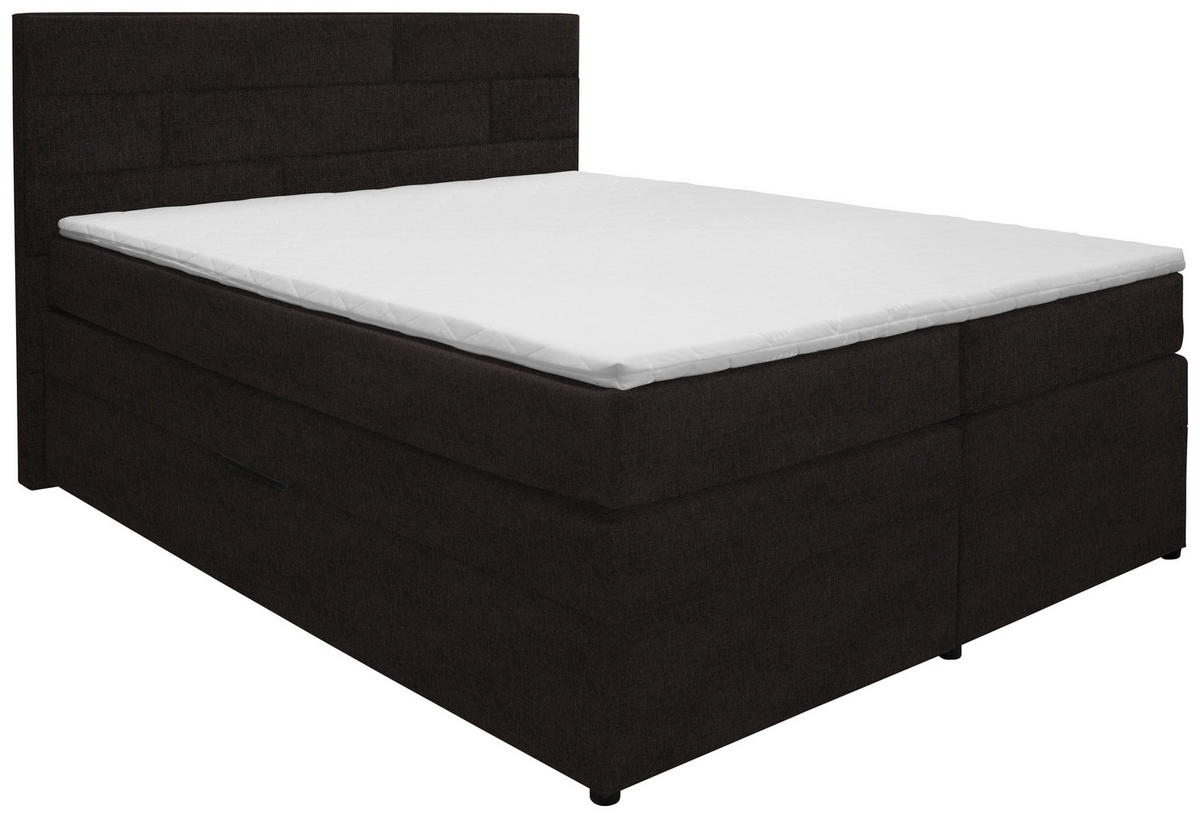 BOXSPRINGBETT 160/200 cm  in Dunkelbraun  - Wengefarben/Dunkelbraun, KONVENTIONELL, Holz/Textil (160/200cm) - Carryhome