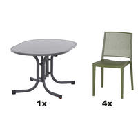 GARTENGARNITUR 5-teilig  - Grün, Basics, Holzwerkstoff/Kunststoff (90/80/138cm) - Siena Garden