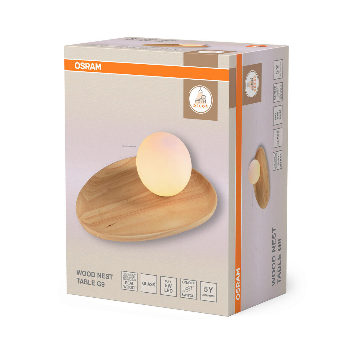 TISCHLEUCHTE 32,5/24/13,5 cm   - Naturfarben, Basics, Glas/Holz (32,5/24/13,5cm) - Osram