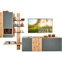 WOHNWAND  in Grau, Eichefarben  304/196/55,4 cm  - Eichefarben/Grau, Design, Glas/Holz (304/196/55,4cm) - Voglauer