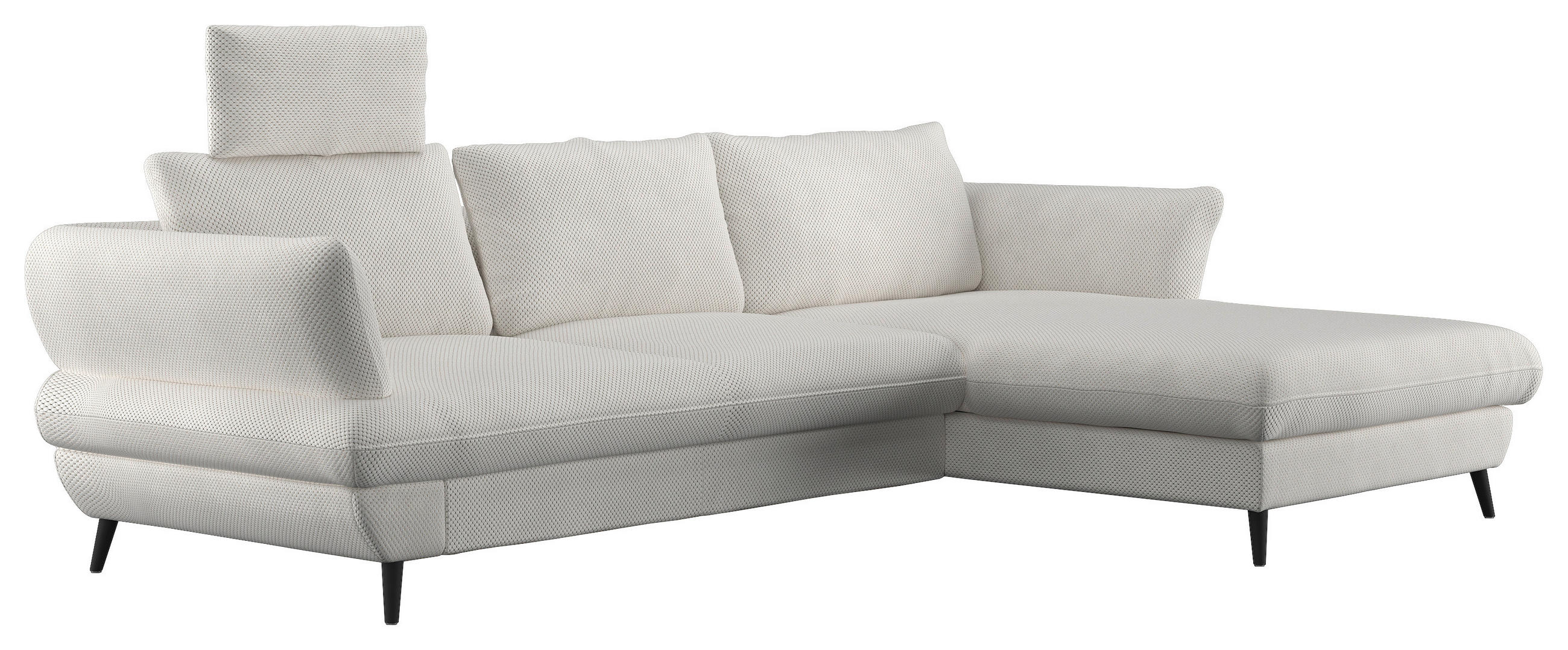 ECKSOFA Creme Velours  - Creme/Schwarz, Design, Textil/Metall (281/181cm) - Livetastic