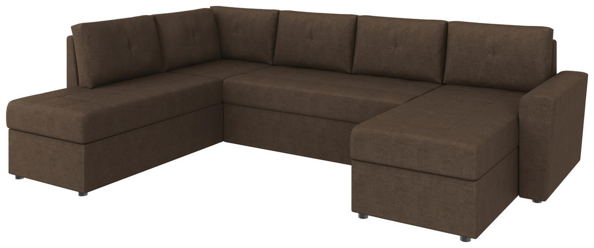 WOHNLANDSCHAFT TERMOLI Braun Jacquard  - Schwarz/Braun, Design, Kunststoff/Textil (155/296/155cm) - MID.YOU