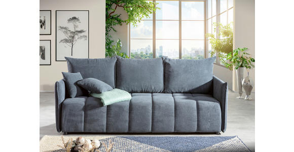 SCHLAFSOFA Plüsch Anthrazit  inkl. Zierkissen, Rückenkissen, Bettkasten, Schlaffunktion, Rücken echt, Liegefläche im Originalstoff  - Anthrazit/Schwarz, KONVENTIONELL, Kunststoff/Textil (200/73/105cm) - Carryhome