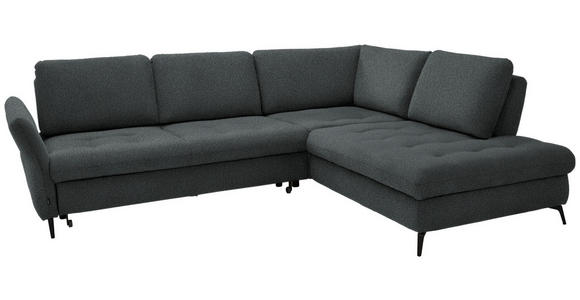 ECKSOFA in Struktur Dunkelgrau  - Dunkelgrau/Schwarz, Natur, Textil/Metall (288/233cm) - Valnatura