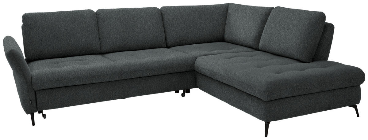 ECKSOFA in Struktur Dunkelgrau  - Dunkelgrau/Schwarz, Natur, Textil/Metall (288/233cm) - Valnatura