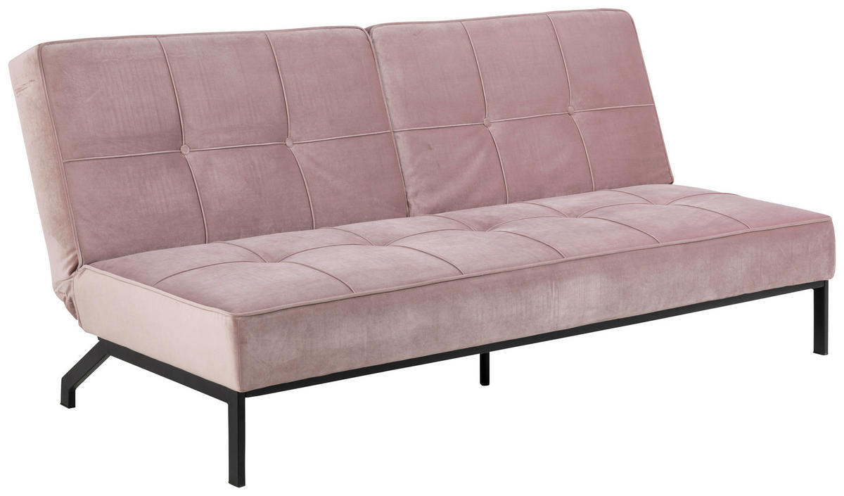 SCHLAFSOFA in Textil Rosa  - Schwarz/Rosa, Trend, Textil/Metall (198/87/95cm) - MID.YOU