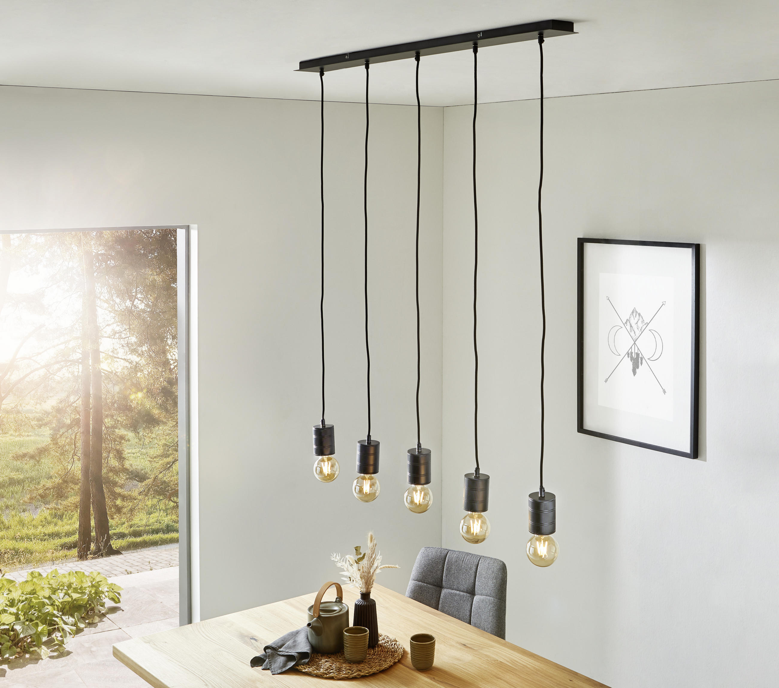HÄNGELEUCHTE 115/10/120 cm  - Schwarz, Design, Metall (115/10/120cm) - Marama