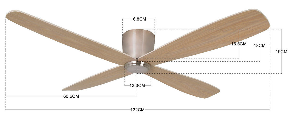 DECKENVENTILATOR  132/20 cm    - Chromfarben/Teakfarben, Design, Holzwerkstoff/Kunststoff (132/20cm) - P & B