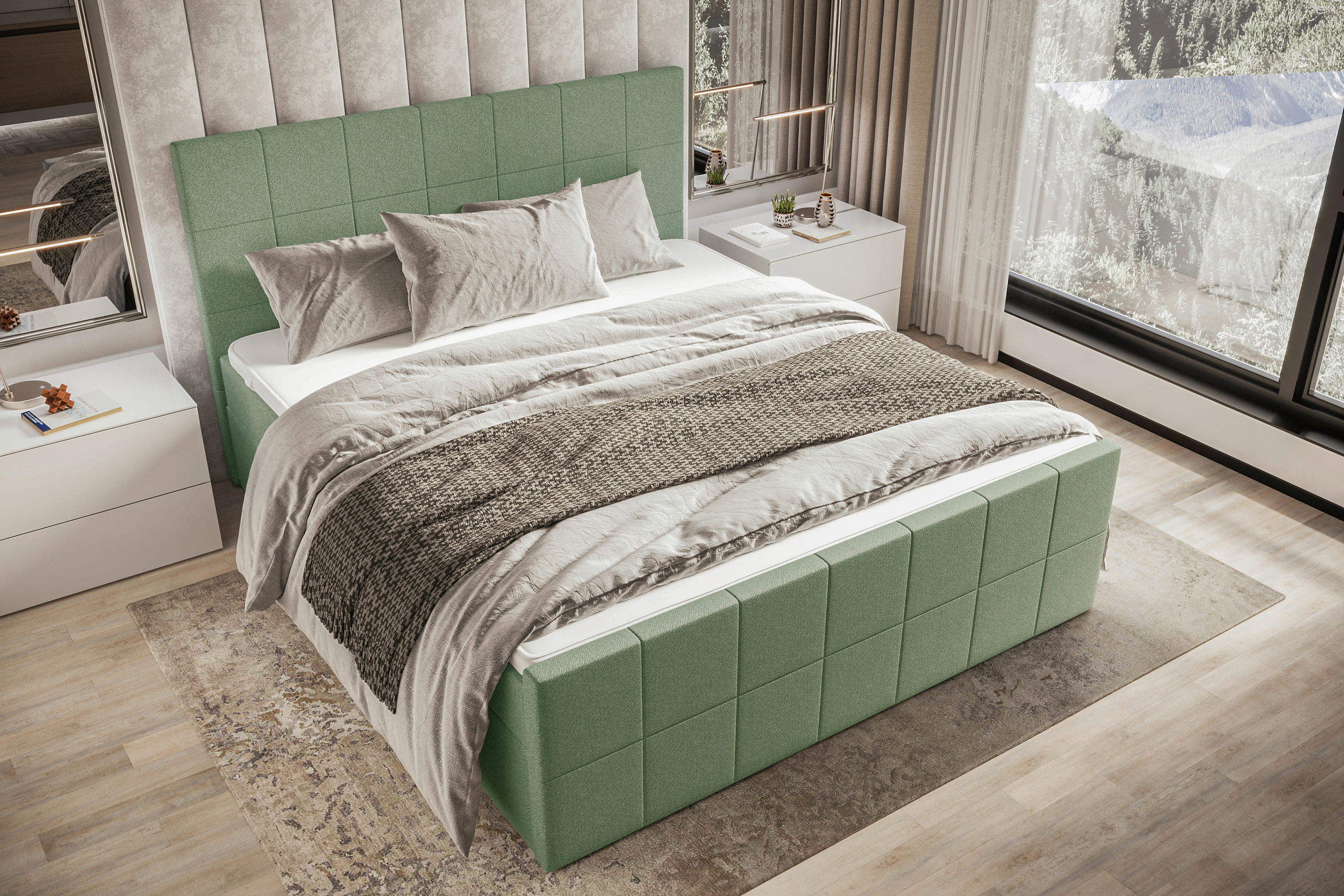 BOXBETT 180/200 cm  in Grün  - Grün, KONVENTIONELL, Kunststoff/Textil (180/200cm) - Boxxx