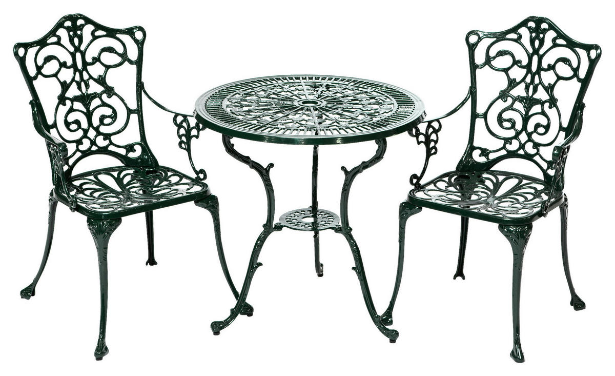 BALKONSET Grün 3-teilig  - Grün, KONVENTIONELL, Metall - Gardenson