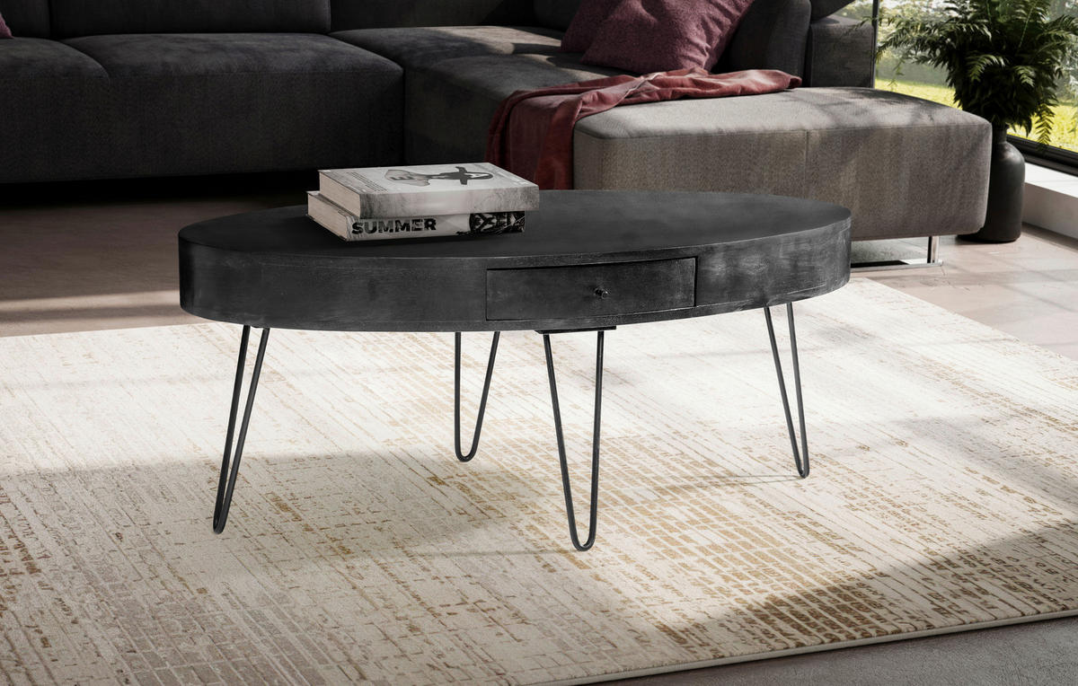 COUCHTISCH in Holz 100/50/40 cm  - Schwarz, Design, Holz/Metall (100/50/40cm) - MID.YOU