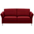 3-SITZER-SOFA in Echtleder Rot  - Rot/Alufarben, Design, Leder/Metall (190/82/99cm) - Dieter Knoll