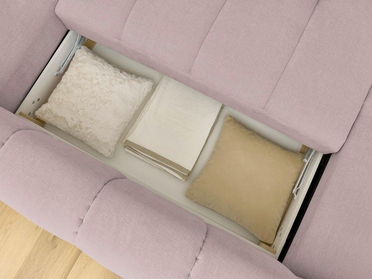 WOHNLANDSCHAFT  FUJI  Pink Leinenoptik  - Pink/Schwarz, MODERN, Kunststoff/Textil (160/377/204cm)