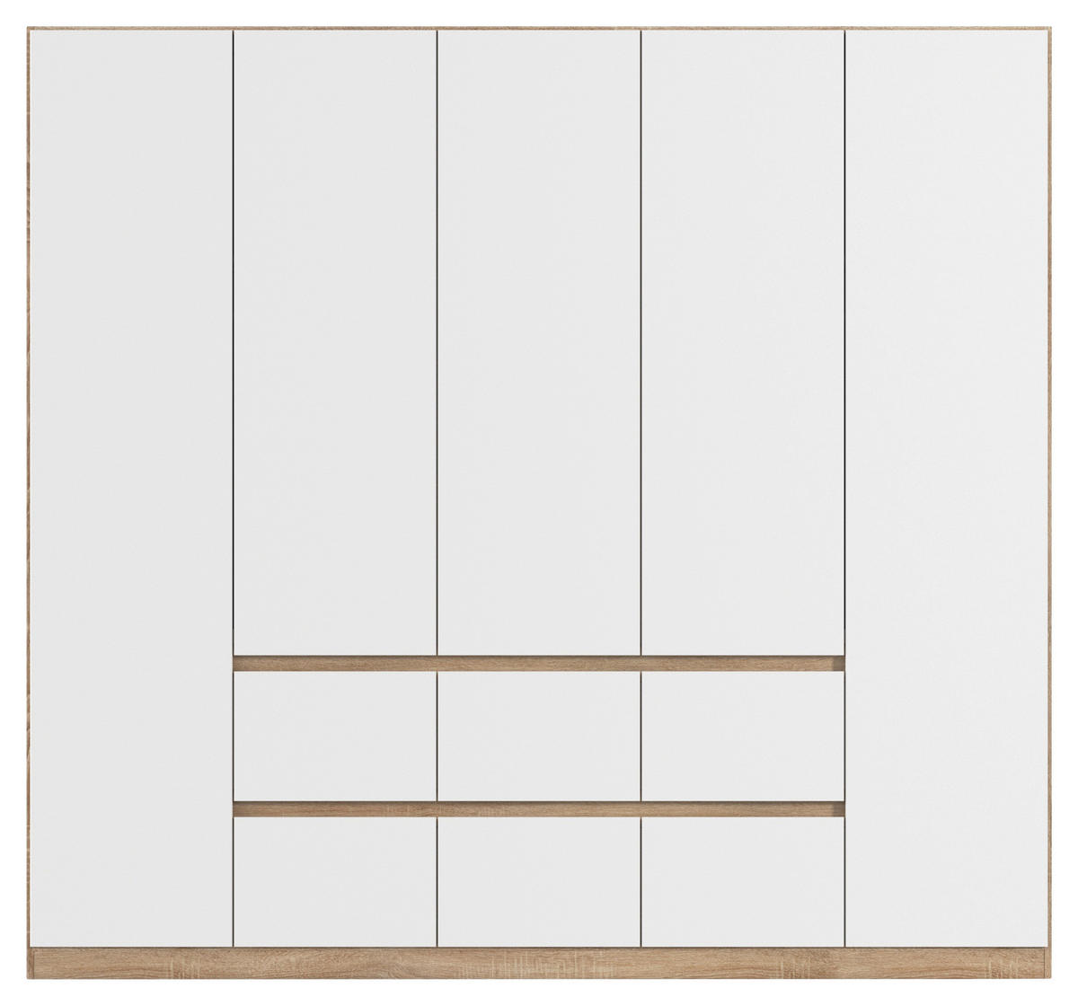 DREHTÜRENSCHRANK in Weiss, Eichefarben  - Weiss/Eichefarben, Basics, Holzwerkstoff (226/210/54cm) - Rauch Möbel