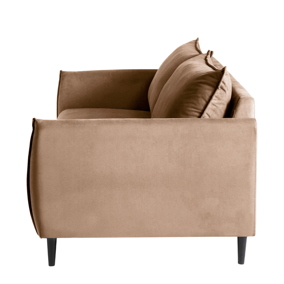 3-SITZER-SOFA JULI in Samt Dunkelbraun  - Dunkelbraun/Schwarz, Design, Holz/Textil (203/86/100cm) - P & B