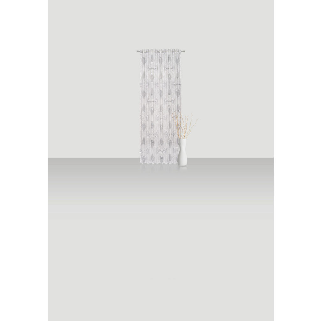 Thumbnail - Novel Fertigvorhang Romance, Grau, Textil, Graphik, 140x255 cm, beliebig kürzbar, für Stange und Schiene geeignet, Wohnt...