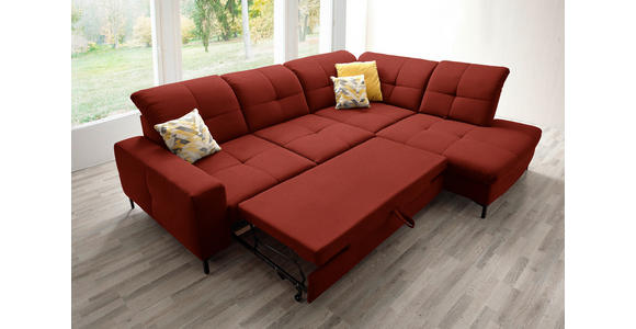 ECKSOFA in Chenille Rot 310/240 cm - Rot/Schwarz, Design, Textil/Metall (310/240cm) - Xora
