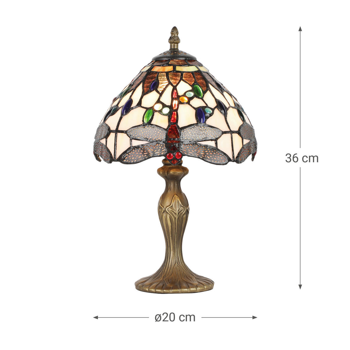 ASZTALI LÁMPA - barna/többszínű, Basics, Üveg/fém (20/36/20cm)