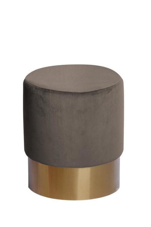 HOCKER Samt Kiefer Taupe  - Taupe/Goldfarben, Basics, Holz/Textil (35/42cm) - Kayoom