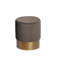 HOCKER Samt Kiefer Taupe  - Taupe/Goldfarben, Basics, Holz/Textil (35/42cm) - Kayoom