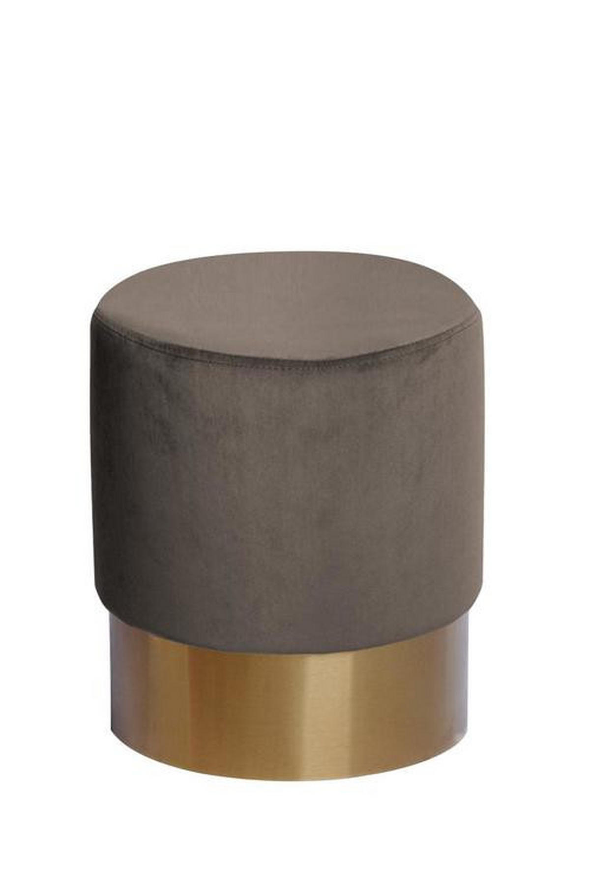 HOCKER Samt Kiefer Taupe  - Taupe/Goldfarben, Basics, Holz/Textil (35/42cm) - Kayoom