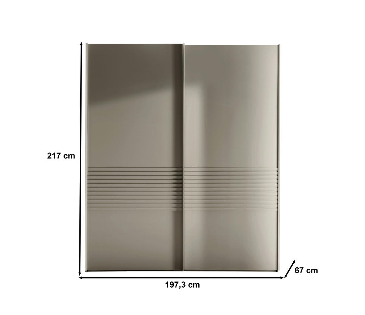 SCHWEBETÜRENSCHRANK in Grau  - Grau, Design, Holzwerkstoff/Metall (200/236/67cm) - Novel