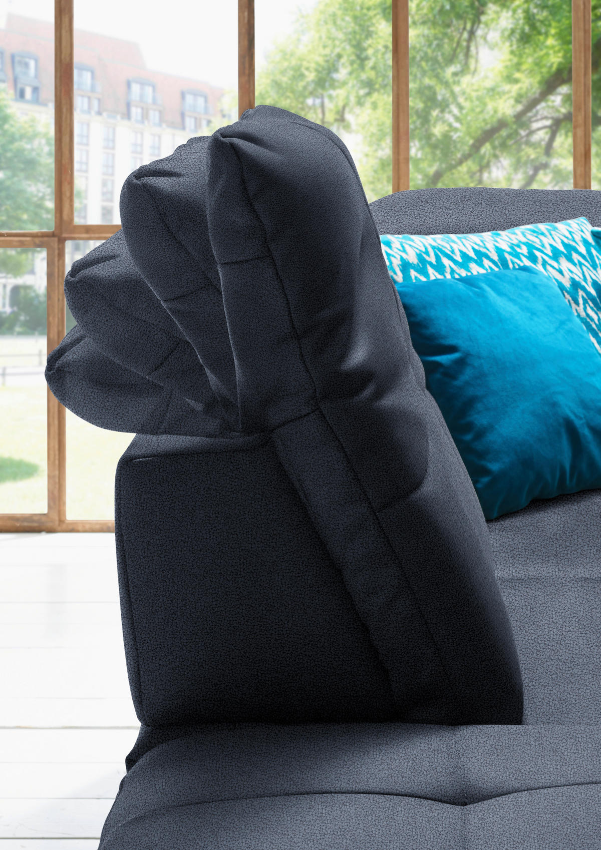 WOHNLANDSCHAFT  in Mikrofaser Blau  - Chromfarben/Blau, Design, Holzwerkstoff/Textil (260/371/195cm) - Beldomo Style