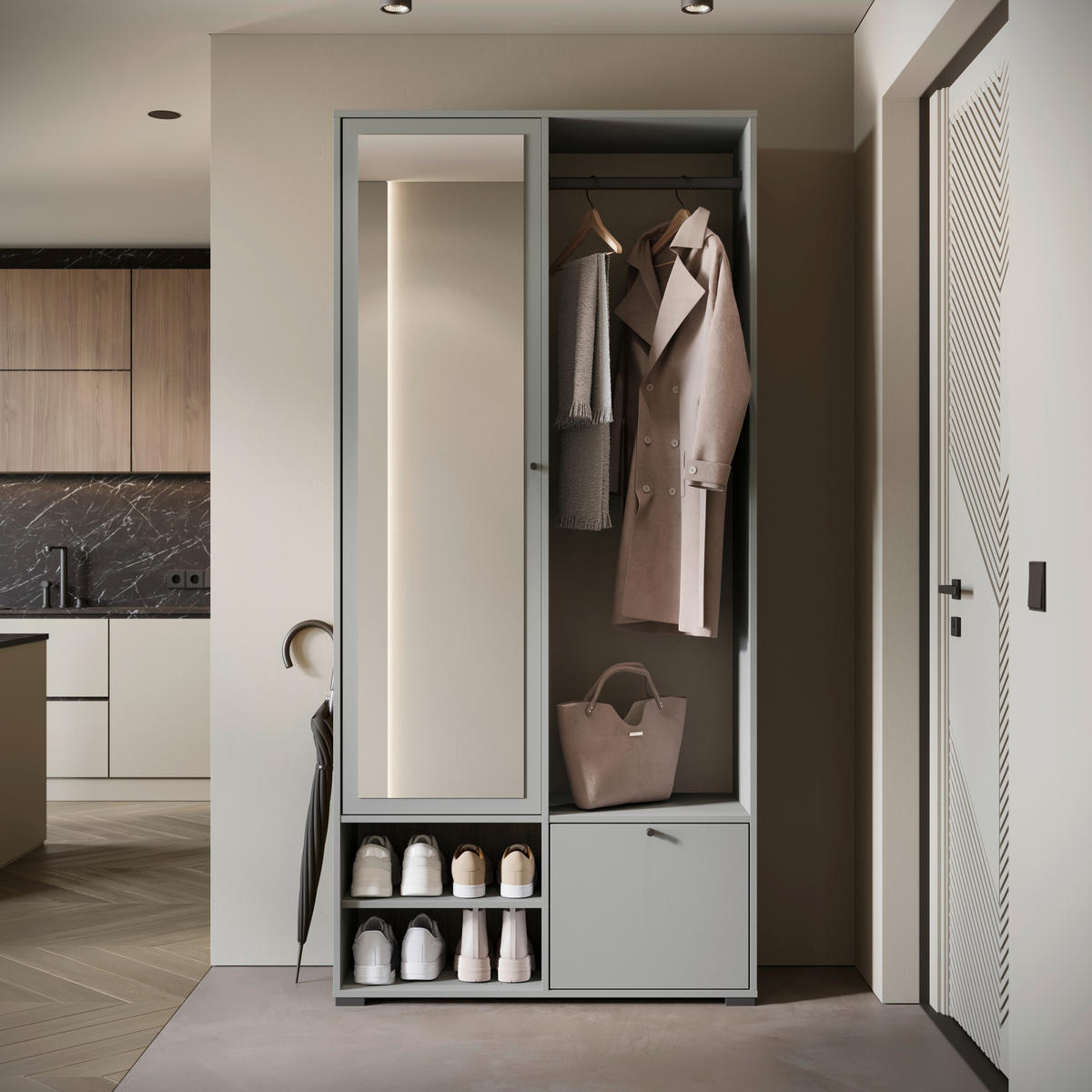 GARDEROBE  in  - Grau, Trend, Holzwerkstoff (90/190/33cm)