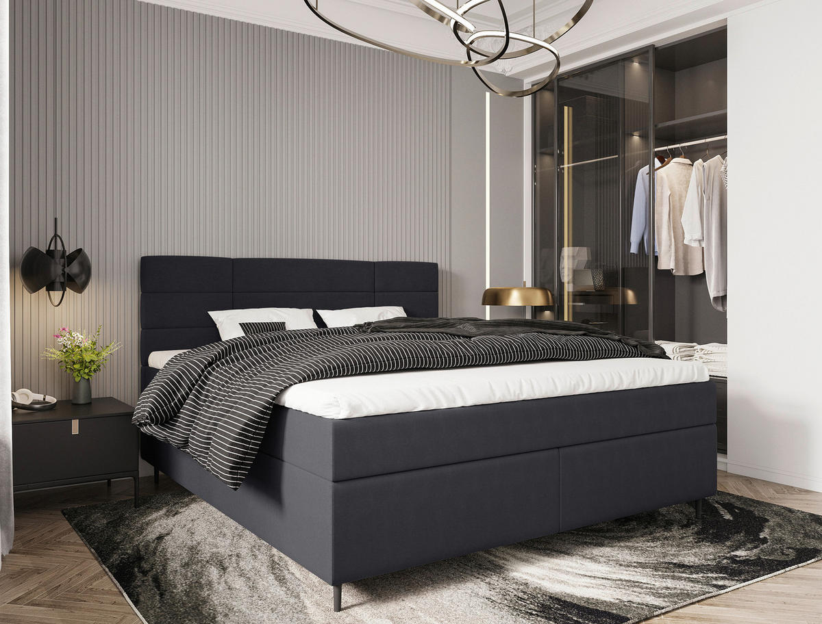 BOXBETT 180/200 cm  in Dunkelgrau  - Dunkelgrau/Birkefarben, Konventionell, Holz/Textil (180/200cm) - Carryhome