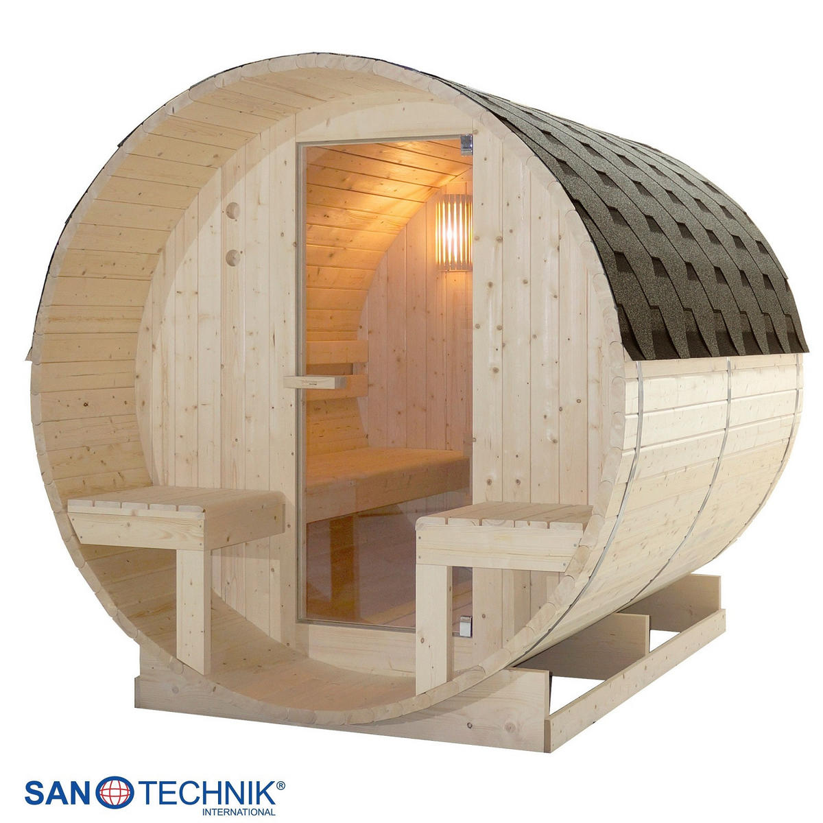 SUDOVÁ SAUNA - farba smreka, Konventionell, drevo/sklo (194,8/220/191,5cm) - Sanotechnik