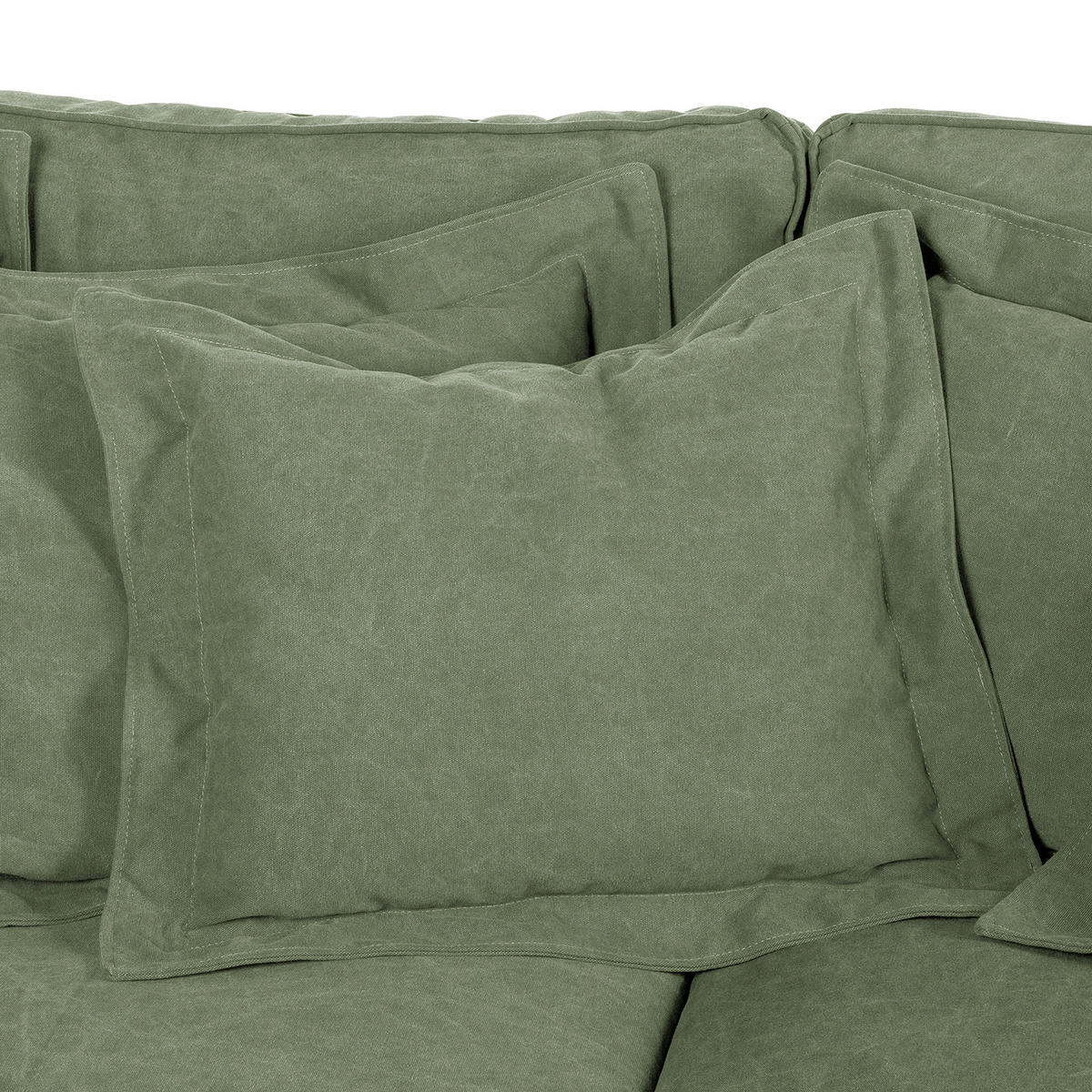 3-SITZER-SOFA STELLA in Webstoff Olivgrün  - Schwarz/Olivgrün, Design, Kunststoff/Textil (238/90/119cm) - P & B