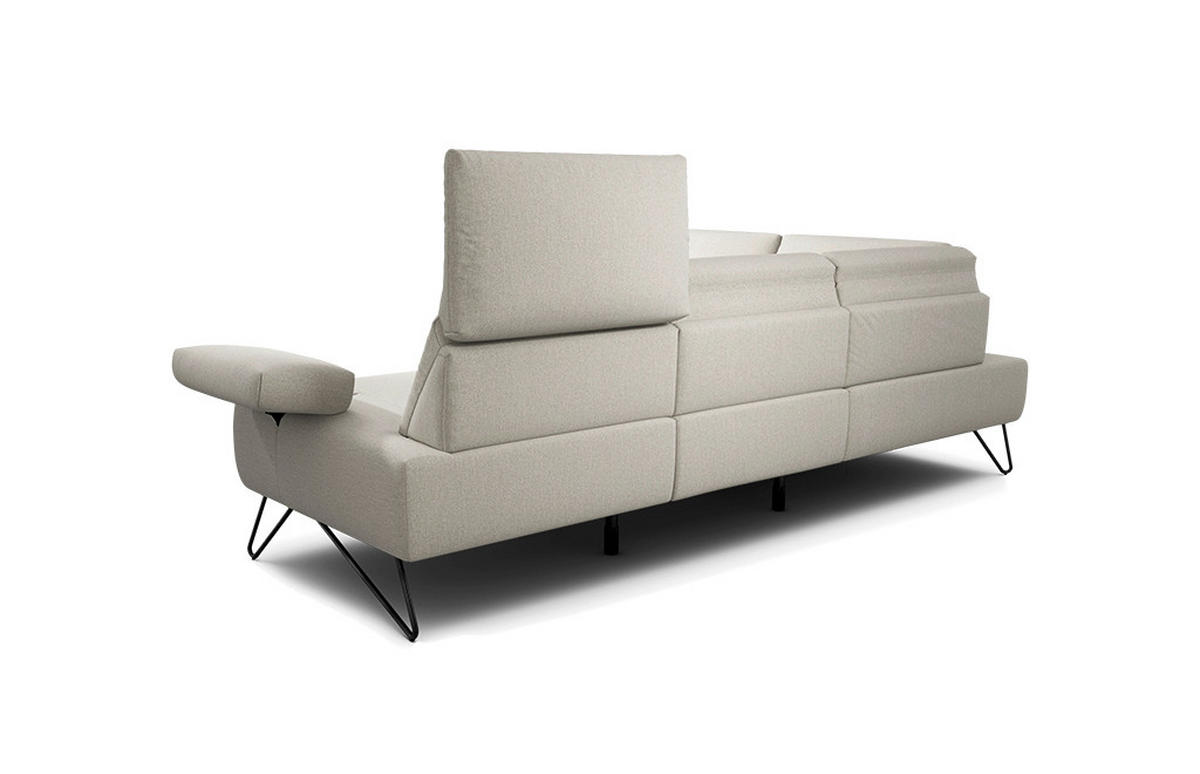 ECKSOFA in Chenille Naturfarben  193/248-263 cm  - Schwarz/Naturfarben, Design, Textil/Metall (193/248-263cm) - SENSOO
