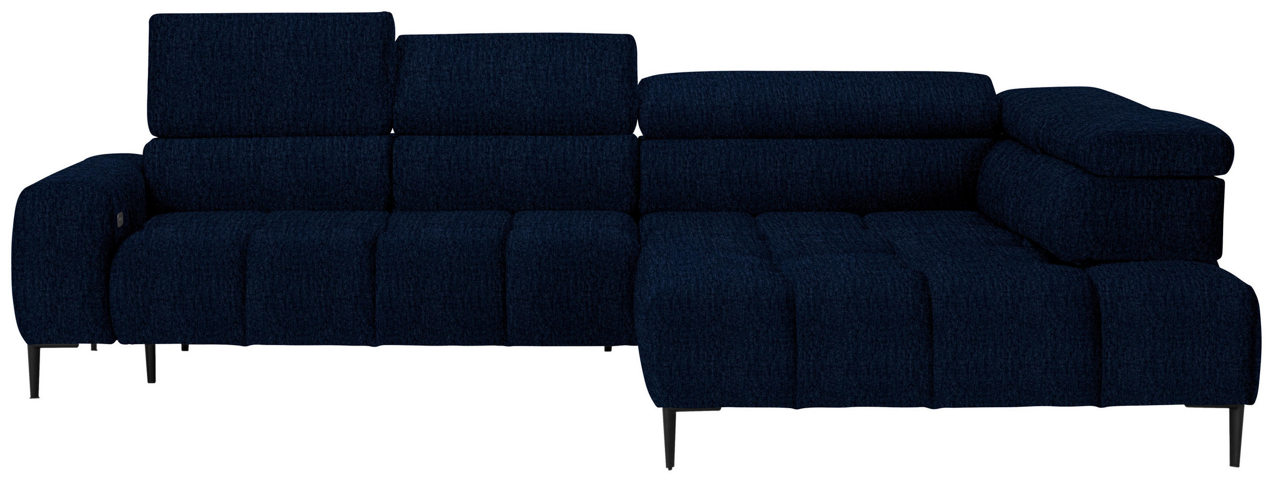 ECKSOFA Dunkelblau Samt, Webstoff  - Schwarz/Dunkelblau, Design, Textil/Metall (300/216cm) - Welnova