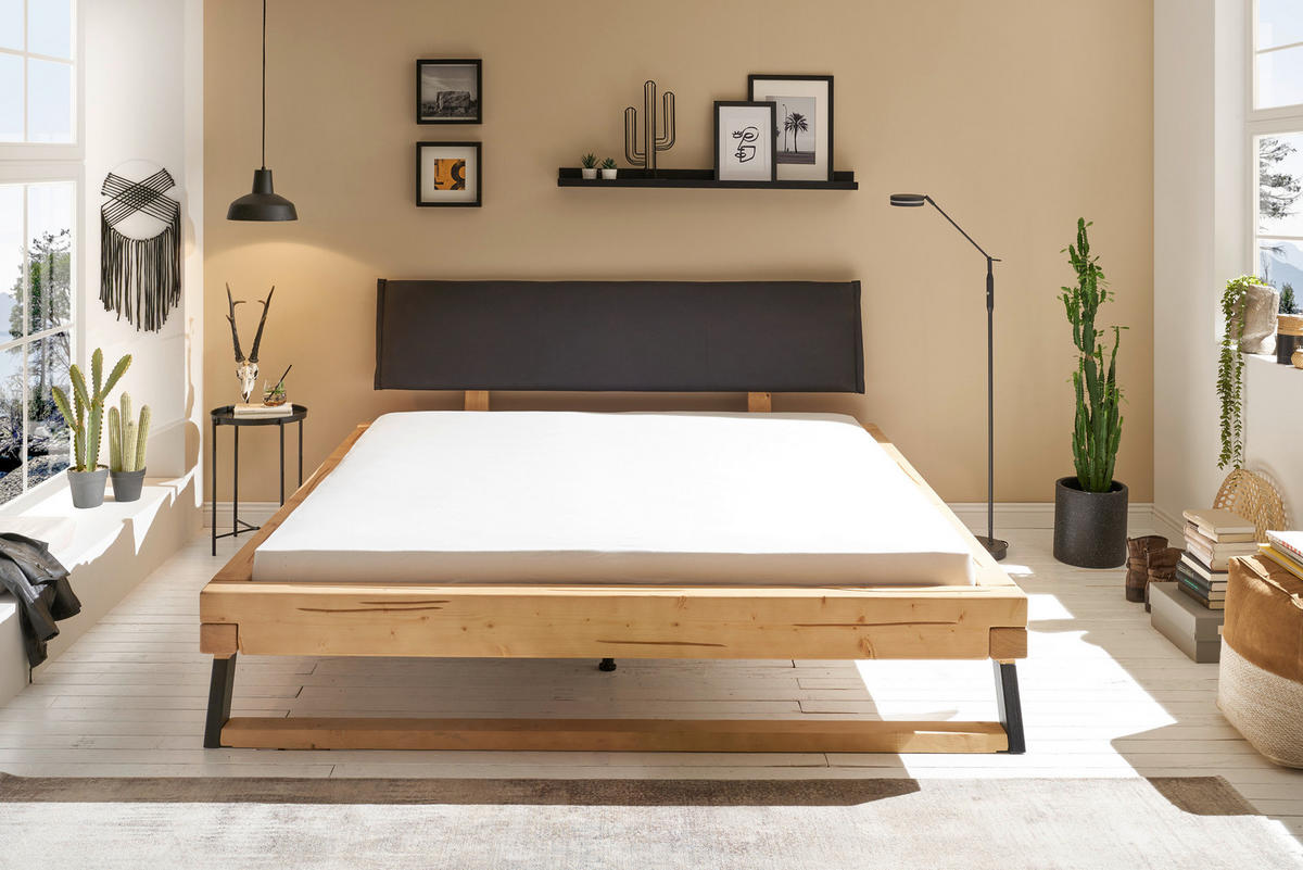 BETT 180/200 cm  in Fichtefarben   - Fichtefarben/Anthrazit, Modern, Holz/Textil (180/200cm) - MID.YOU