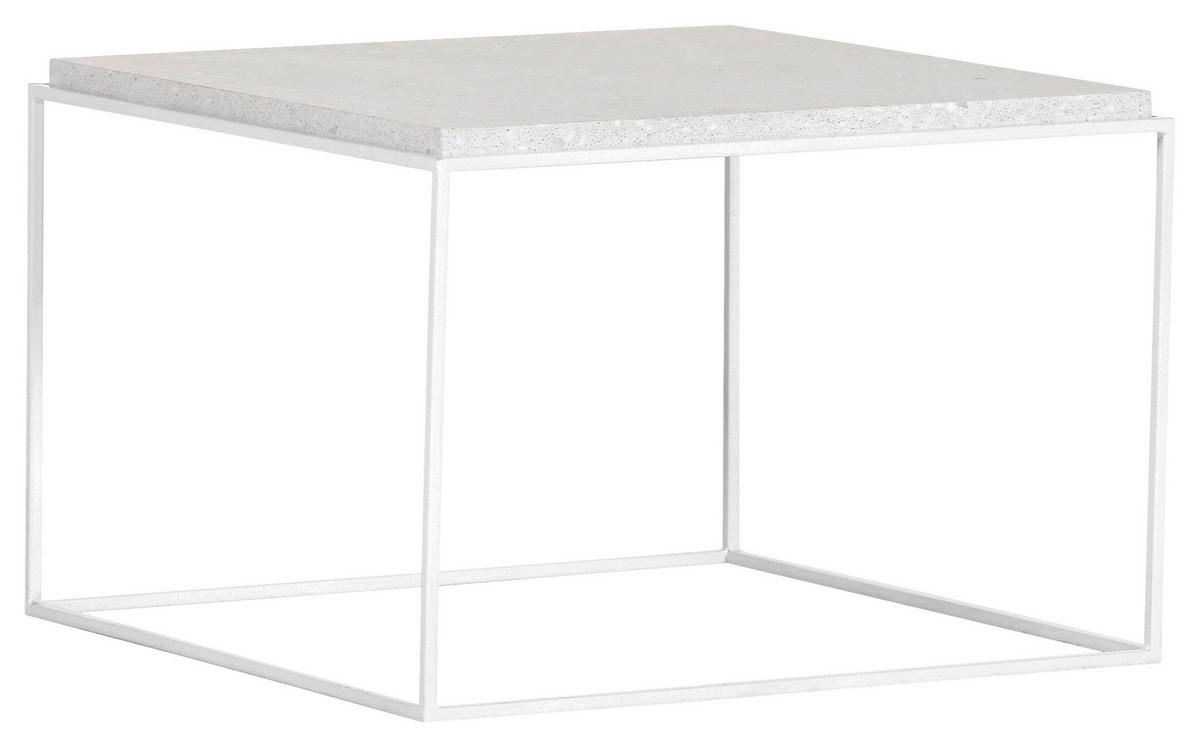 KONFERENČNÝ STOLÍK, biela, kov, kameň, 60/60/40 cm - biela, Trend, kov/kameň (60/60/40cm) - Boxxx