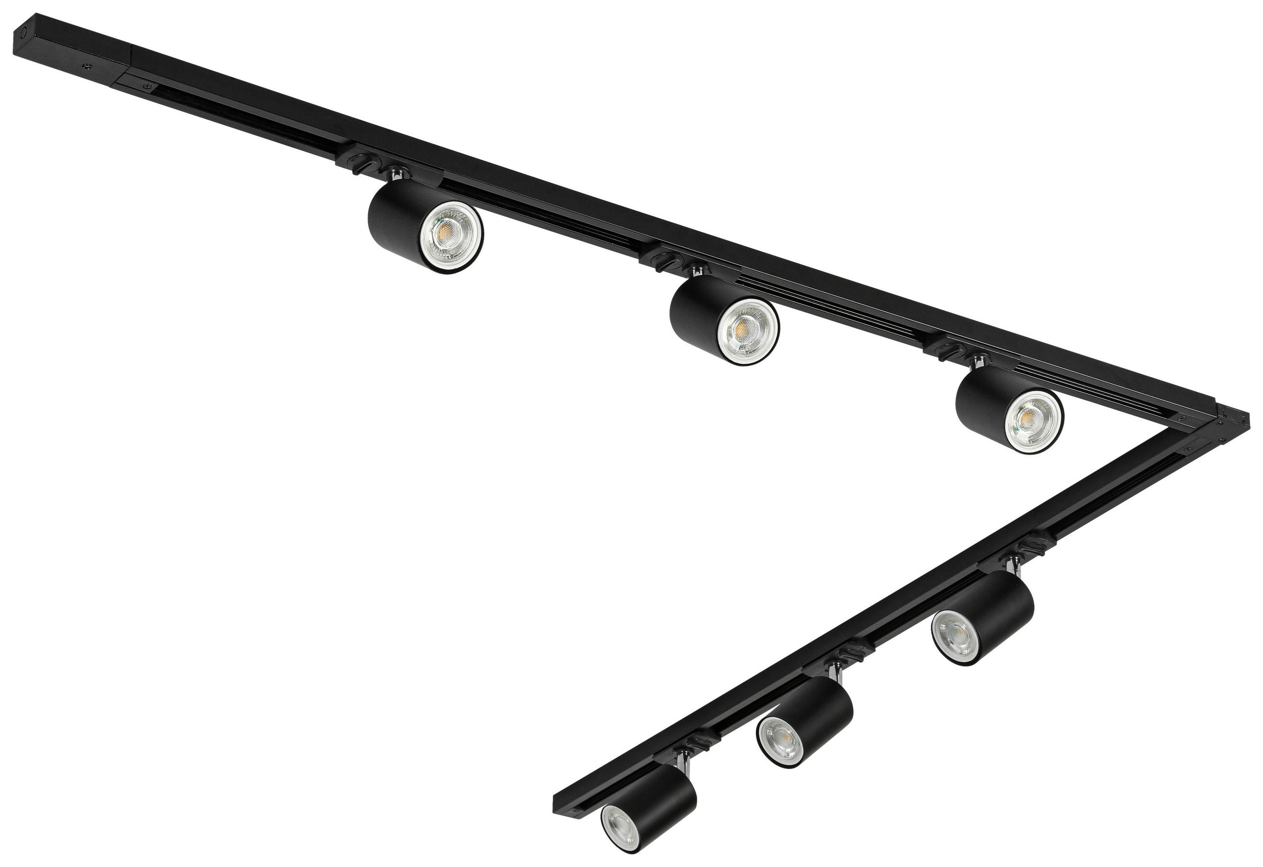 SCHIENENSYSTEM 110/104/14 cm   - Chromfarben/Schwarz, Trend, Kunststoff/Metall (110/104/14cm) - Novel