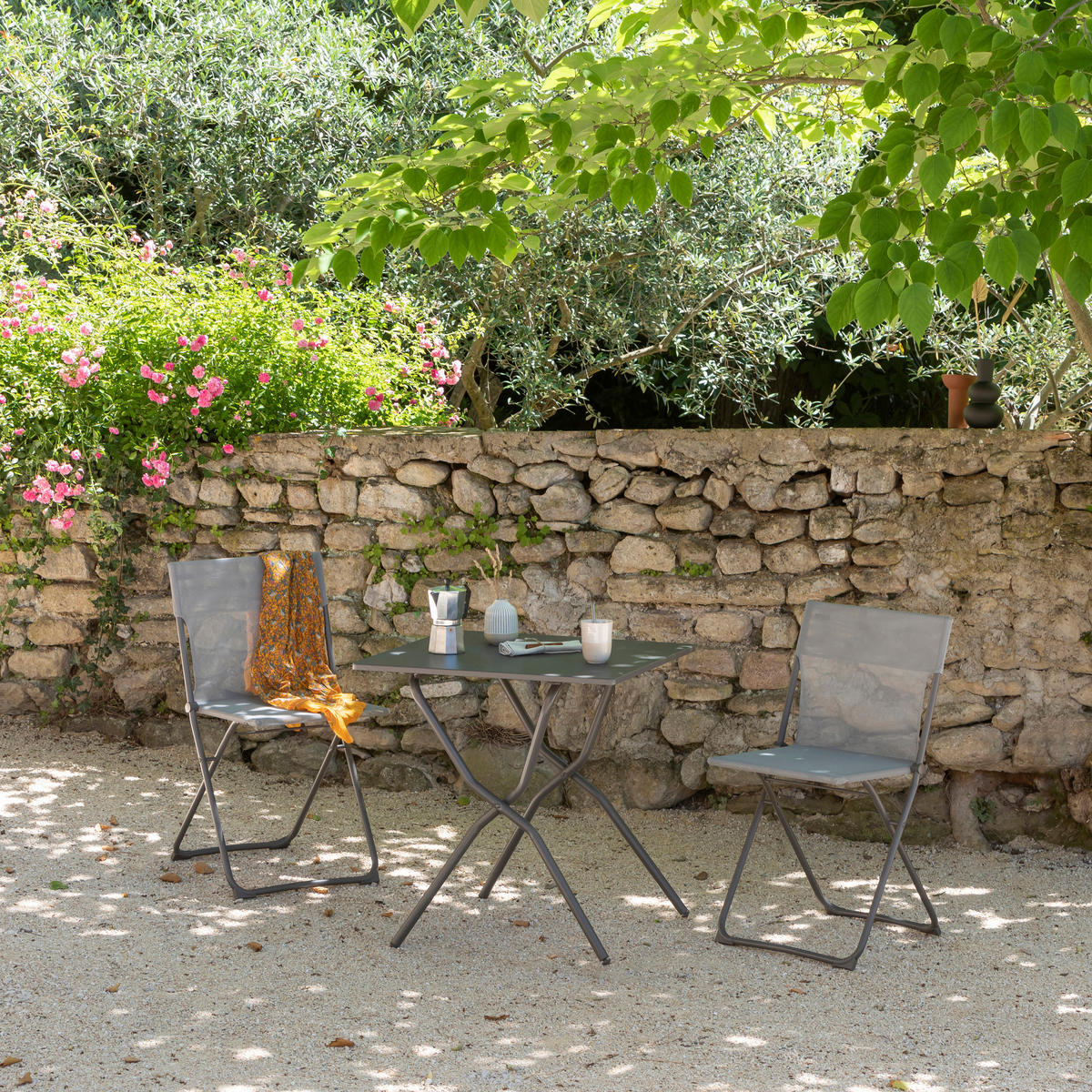 GARTENKLAPPTISCH 70/64/73 cm Metall rechteckig  - Anthrazit/Titanfarben, Basics, Metall (70/64/73cm) - Lafuma Mobilier