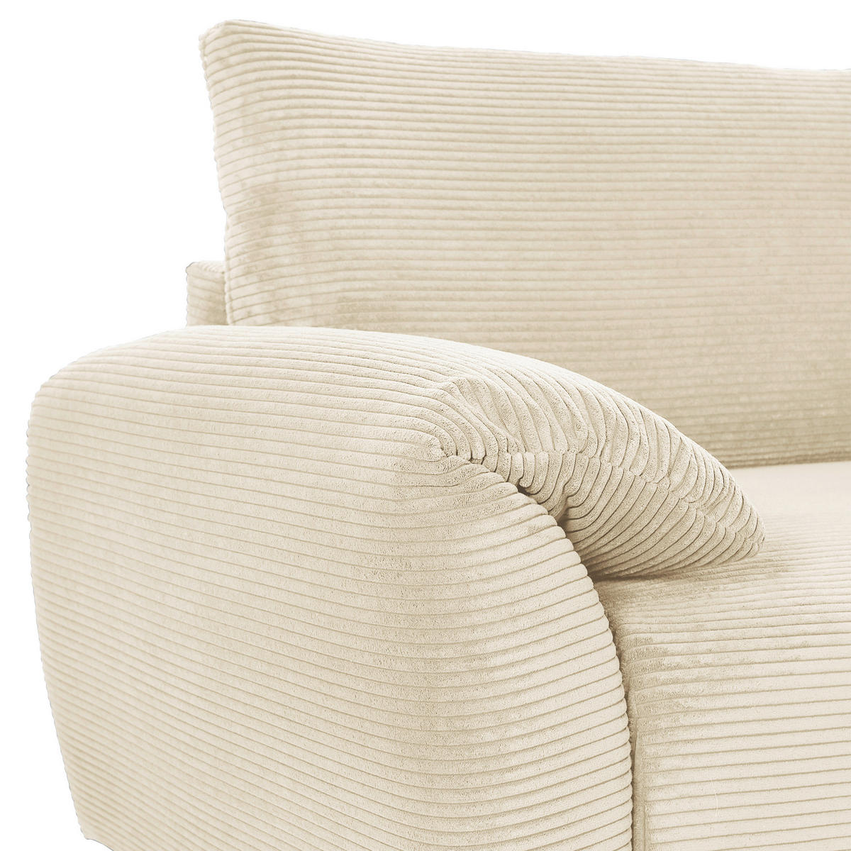 ECKSOFA in Cord Naturfarben  - Schwarz/Naturfarben, Konventionell, Kunststoff/Textil (266/180cm) - MID.YOU